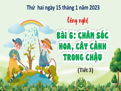 Bài giảng Công nghệ Lớp 4 (Kết nối tri thức) - Phần 1: Công nghệ và đời sống - Bài 6: Chăm sóc hoa, cây cảnh trong chậu (Tiết 3)