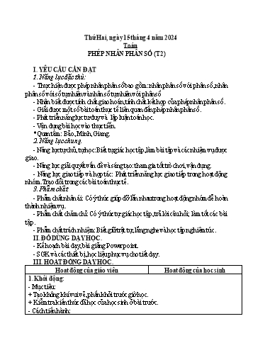 Giáo án các môn Lớp 4 - Tuần 31 - Năm học 2023-2024 - Phan Thị Hương