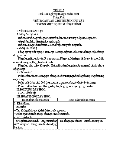 Giáo án các môn Lớp 5 - Tuần 17 - Năm học 2024-2025 - Phan Thị Hương