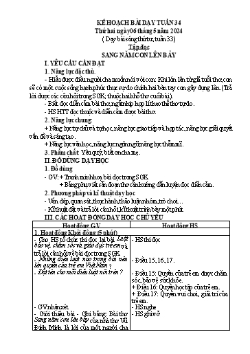 Giáo án các môn Lớp 5 - Tuần 34 - Năm học 2023-2024 - Phan Thị Hiền