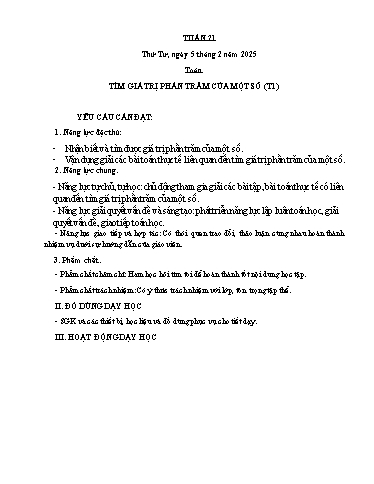 Iáo án các môn Lớp 5 - Tuần 21 - Năm học 2024-2025 - Phan Thị Hiền